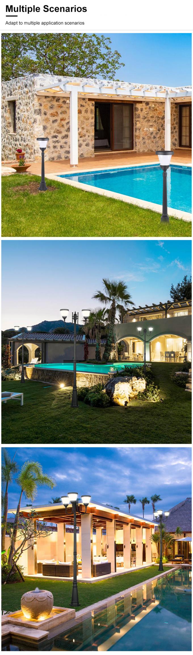 La venta caliente LED impermeable tres de aluminio ligeros solares oye la luz del jardín del patio