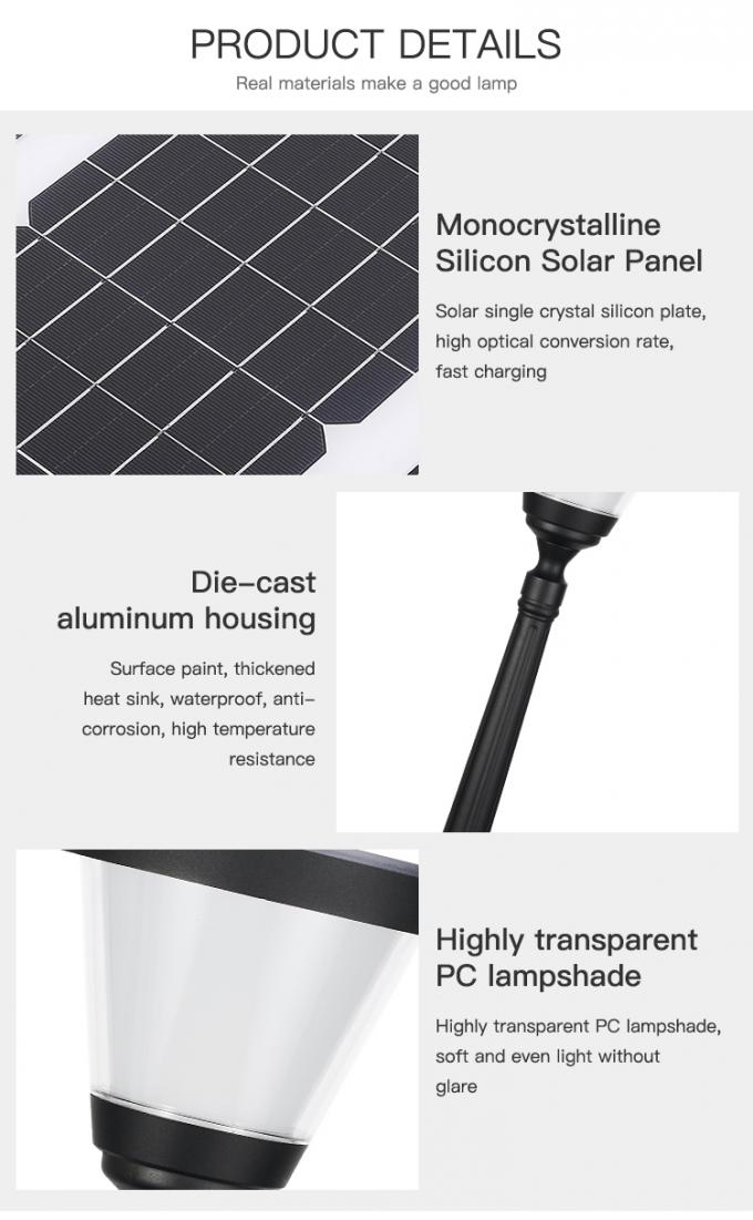 La venta caliente LED impermeable tres de aluminio ligeros solares oye la luz del jardín del patio