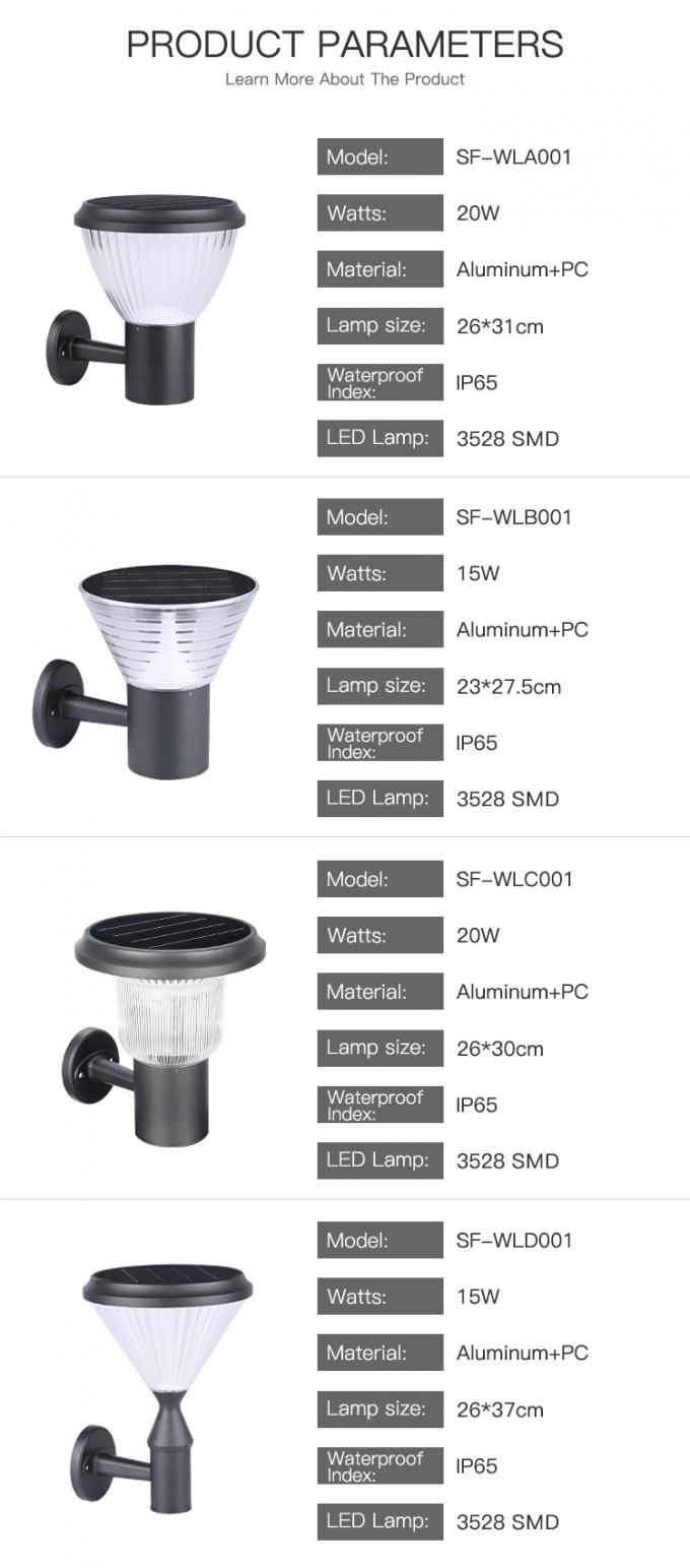 Aluminio seguro del jardín al aire libre fuera de la luz llevada prenda impermeable de la pared del sensor solar