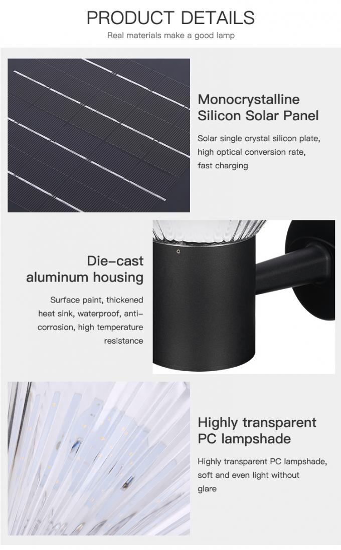 Aluminio seguro del jardín al aire libre fuera de la luz llevada prenda impermeable de la pared del sensor solar